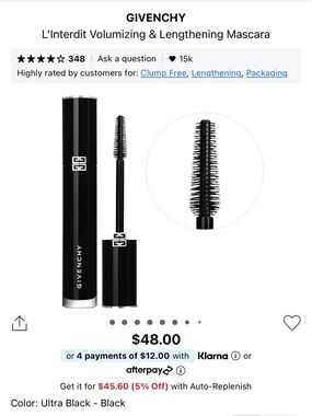 Givenchy L'Interdit Volumizing & Lenghtening Mascara NWT